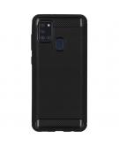Brushed Backcover voor de Samsung Galaxy A21s - Zwart