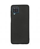 Carbon Softcase Backcover voor de Samsung Galaxy A12 - Zwart