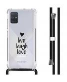 iMoshion Design hoesje met koord voor de Samsung Galaxy A71 - Live Laugh Love - Zwart