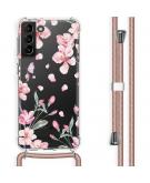 iMoshion Design hoesje met koord voor Samsung Galaxy S21 Plus - Bloem - Roze
