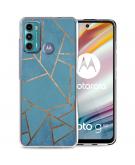 iMoshion Design hoesje voor de Motorola Moto G60 - Grafisch Koper - Blauw / Goud