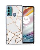 iMoshion Design hoesje voor de Motorola Moto G60 - Grafisch Koper - Wit / Goud