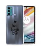 iMoshion Design hoesje voor de Motorola Moto G60 - Live Laugh Love - Zwart