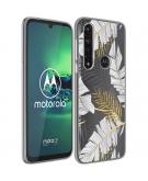 iMoshion Design hoesje voor de Motorola Moto G8 Power - Bladeren - Zwart / Goud