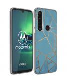 iMoshion Design hoesje voor de Motorola Moto G8 Power - Grafisch Koper - Blauw / Goud
