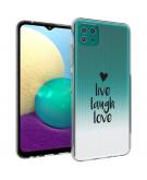 iMoshion Design hoesje voor de Samsung Galaxy A22 (5G) - Live Laugh Love - Zwart