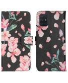 iMoshion Design Softcase Book Case voor de Samsung Galaxy A71 - Blossom Watercolor Black