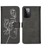 iMoshion Design Softcase Book Case voor de Samsung Galaxy A72 - Woman Flower Black