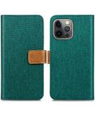 iMoshion Luxe Canvas Booktype iPhone 13 Pro - Groen