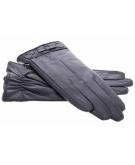 iMoshion Zwarte echt lederen touchscreen handschoenen met sierlijk stikwerk en strik - Maat M